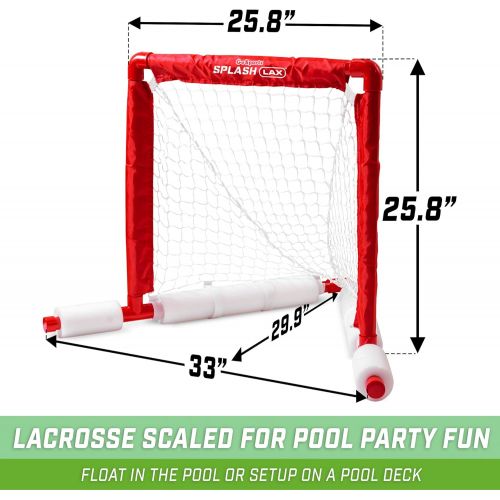  GoSports Lacrosse Floating Pool Game Set - Includes Pool Lacrosse Goal, 2 Water Lacrosse Sticks and 4 Soft Rubber Balls