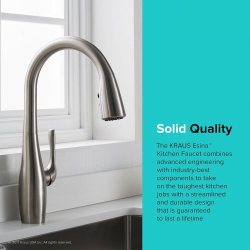  KRAUS KPF-1670SFS Esina Dual Function Pull, Faucets for Kitchen Sinks, Single-Handle, Spot Free Stainless Steel