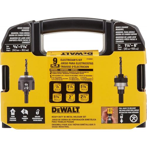  DEWALT Hole Saw Kit, Standard Electricians Set, Bi-Metal (D180002)