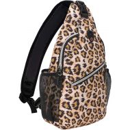 MOSISO Sling Backpack,Travel Hiking Daypack Leopard Print Rope Crossbody Bag