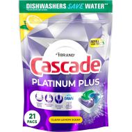 Cascade Platinum Plus Dishwasher Pods, Dish Detergent ActionPacs, Clean Lemon, 21 Count