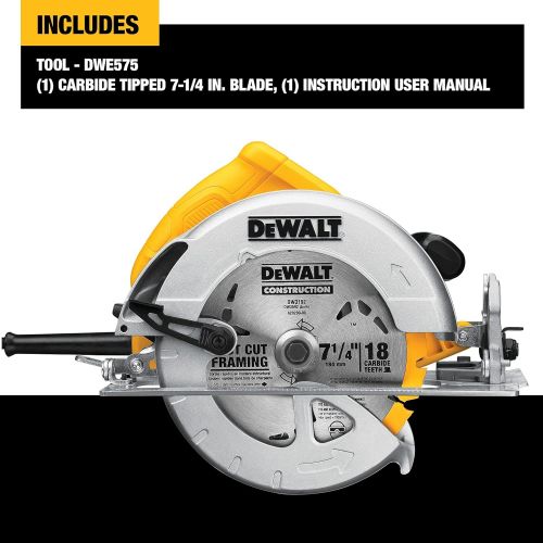 DEWALT 7-1/4-Inch Circular Saw, Lightweight, Corded (DWE575)