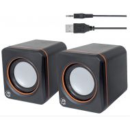 [아마존베스트]Manhattan USB Stereo Speaker System with 3.5 mm Audio Plugs to Connect to a Laptop, Notebook or Desktop Computer, Volume Controller - 161435