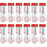 Singer 8-1/2-Inch Fabric Scissors with Comfort Grip Red & White, 12-Pack