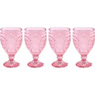 [아마존베스트]Fitz and Floyd Trestle Glassware Ornate Goblets, Set of 4, Blush