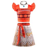 JerrisApparel Princess Moana Costume Two-Piece Skirt Set Dress Up for Girls
