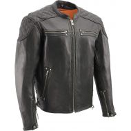 Milwaukee Leather MLM1580 Mens Full Side Lace Vented Black Leather Scooter Jacket