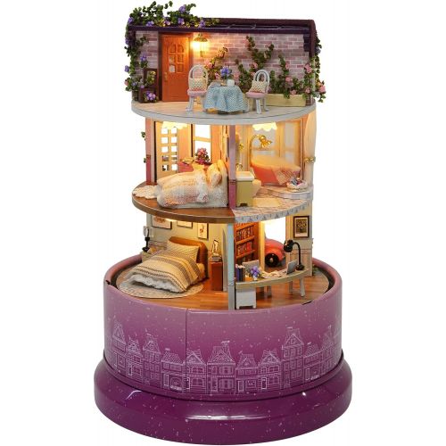  Flever Dollhouse Miniature DIY House Kit Creative Room with Furniture for Romantic Valentines Gift (Meet at The Corner)