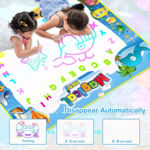  [아마존베스트]Obuby Water Magic Drawing Mat Kids 47x35 Inches Doodle Gifts Color Draw Board No Mess Coloring Painting Writing Educational Toys for Boys Girls Age 3-12 Years Old Toddler