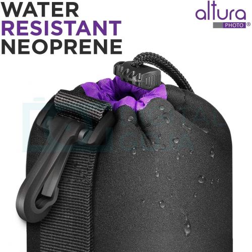  Altura Photo Camera Lens Case Set (6 Pack) - Clean and Protect Lens Pouch Kit Includes 3 Microfiber Soft Cases + 3 Thick Neoprene Pouches