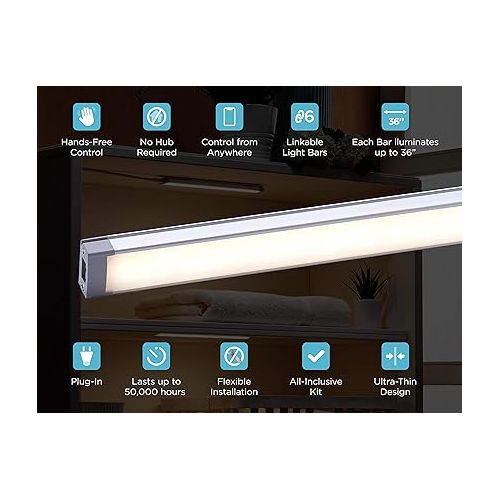  BLACK+DECKER Works with Alexa Smart Under Cabinet Lighting Kit, Adjustable LEDs, (6) 9
