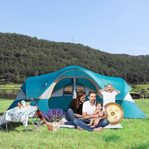  UNP Camping Tent 10 Person Family Tents, Parties, Music Festival Tent, Big, Easy Up, 5 Large Mesh Windows, Double Layer, 2 Room, Waterproof, Weather Resistant, 18ft x 9ft x78in