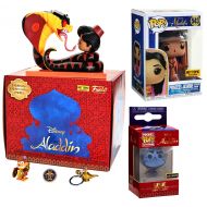 Arabian Enchantment Figure Box Set Exclusive Aladdin Movie Moment Jafar Snake Abu Pint Size / Princess Jasmine Desert Moon Outfit #543 + Genie of The Lamp Pocket Pop Keychain Backp