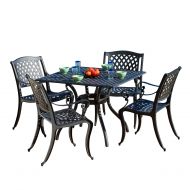 Christopher Knight Home Marietta Outdoor Furniture Dining Set, Cast Aluminum Table and Chairs for Patio or Deck (5-Piece Set)