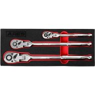 ARES 42028 - Flex Head Ratchet Set - 3-Piece 72-Tooth Ratchet - Premium Chrome Vanadium Steel Construction & Chrome Plated Finish - 72-Tooth Quick Release Reversible Design with 5 Degree Swing
