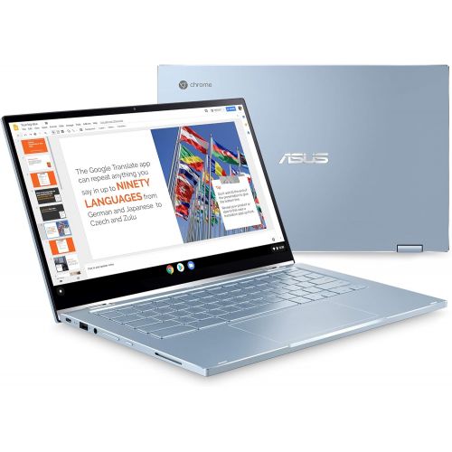 아수스 ASUS Chromebook Flip C433 2 in 1 Laptop, 14 Touchscreen FHD NanoEdge Display, Intel Core m3-8100Y Processor, 8GB RAM, 64GB eMMC Storage, Backlit Keyboard, Silver, Chrome OS, C433TA