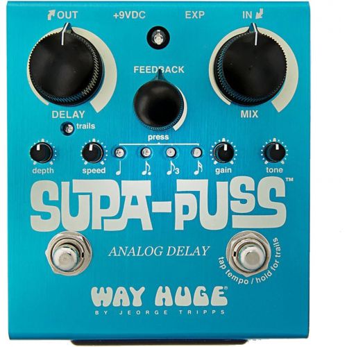  Way Huge WHE707 Supa Puss Analog Delay Pedal w/4 Free Cables