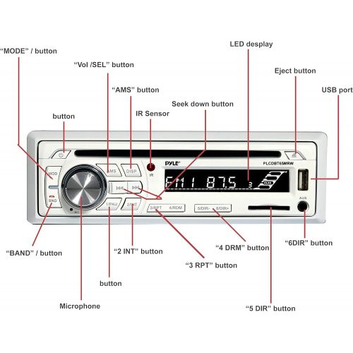  [아마존베스트]Pyle Marine Stereo Receiver Speaker Kit - In-Dash LCD Digital Console Built-in Bluetooth & Microphone 6.5” Waterproof Speakers (2) w/ MP3/USB/SD/AUX/FM Radio Reader & Remote Control - P