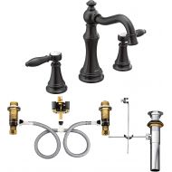 Moen TS42108BL-9000 Weymouth Two-Handle Widespread Bathroom Faucet with Lever Handles and Valve, Matte Black