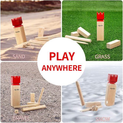  ropoda Kubb Game Premium Set - Game Set for Yard/Outdoor/Lawn/Beach - Pinewood Viking Chess Game with Carrying Bag for Adults and Kids