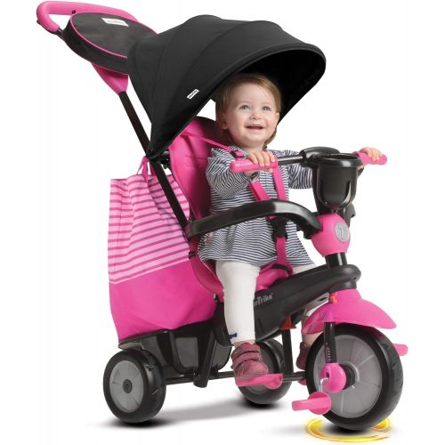  smarTrike Swing 4-in-1 Toddler Tricycle Push Bike ? Adjustable Trike for Baby, Toddler, Infant Ages 15 Months to 3 Years (Red) (Pink)