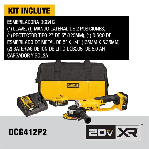  [아마존베스트]DEWALT 20V MAX Angle Grinder Tool Kit, 4-1/2-Inch (DCG412P2), Metallic