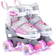 Kuxuan Saya Roller Skates Adjustable for Kids,with All Wheels Light up,Fun Illuminating for Girls and Ladies