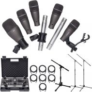 [아마존베스트]Samson Technologies Samson DK707 7-Piece Drum Microphone Kit + Tripod Base Mic Boom Stand + Ultimate Low-Level Tripod Mic Stand + 7 XLR Mic Cables 20 ft.+ Strapeez, Black - Ultimate Accessory Bundle
