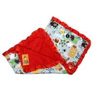 Dear Baby Gear Baby Blankets, Farm Life Animals, Tractor, Red Minky, 32 inches by 32 inches