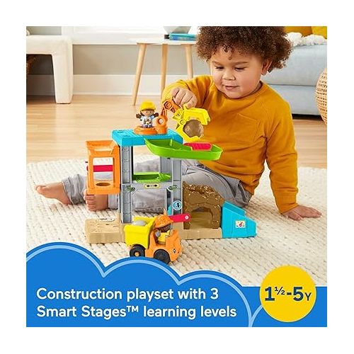 피셔프라이스 Fisher-Price Little People Toddler Learning Toy Load Up ‘n Learn Construction Site Playset with Dump Truck for Ages 18+ Months