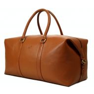Leftover Studio LeftOver Studio Expandable Weekend Overnight Travel Duffel Bag in Tan Top Grain Cow Leather