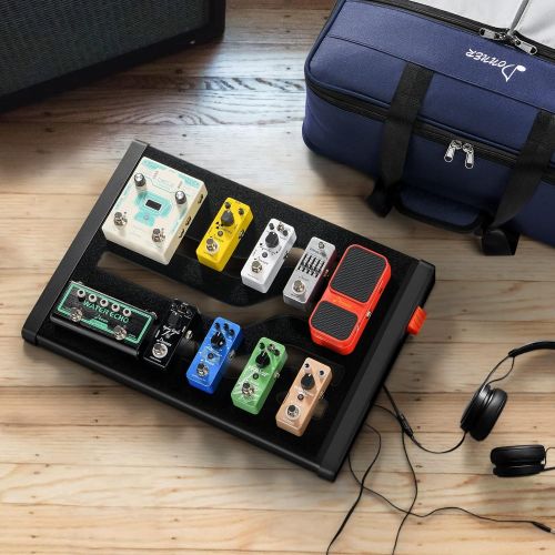  Donner Guitar Effects Pedal Board, DB-S200 Large Power Supply Pedalboard Set with Convertible Bag Backpack, 60 Adhesive Backed Hook-and-Loop and Power Supply Mounting Device,18.11