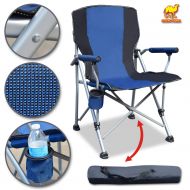 Kijaro Strong Camel Camping Directors Folding Chair,Lightweight Portable Chair for Hiking Camping Fishing Beach Picnic Party Gardening with a Cup Holder and 420D Outer Bag,Blue with Black