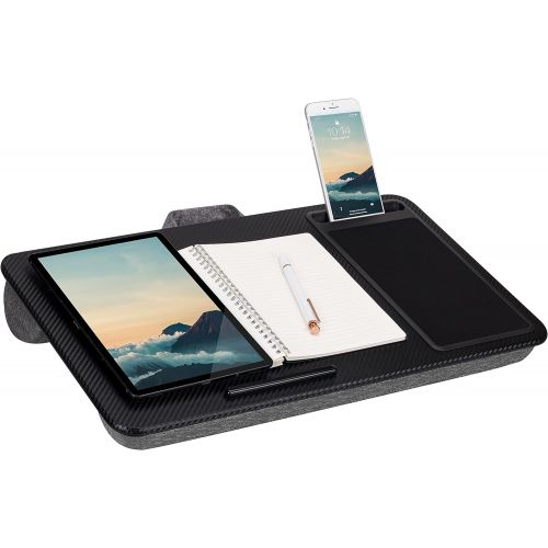  [아마존베스트]LapGear Home Office Lap Desk with Device Ledge, Mouse Pad, and Phone Holder - Black Carbon - Fits Up to 15.6 Inch Laptops - Style No. 91588