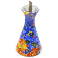 ART ESCUDELLERS Porcelain Oil/Vinegar Bottle Decorated in TRENCADIS Gaud Style. (Colour Aurora). 2.56 x 2.56 x .71