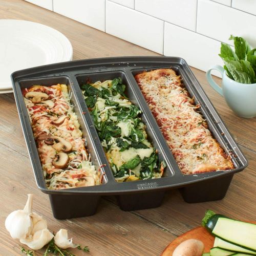  Chicago Metallic Professional Lasagna Trio Bread Loaf Pan, 12 by 15 by 3, Silver: Kitchen & Dining