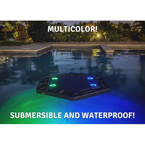  Polar Whale Floating Large Poker Table with Super Bright Color LED Lights Game Tray for Pool or Beach Party Float Lounge Durable Foam 40.5 Inch Drink Holders and Waterproof Playing
