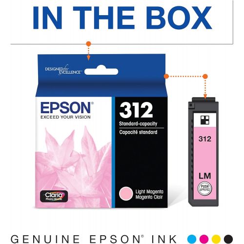 엡손 Epson T312 Claria Photo HD -Ink Standard Capacity Light Magenta -Cartridge (T312620-S) for select Epson Expression Photo Printers