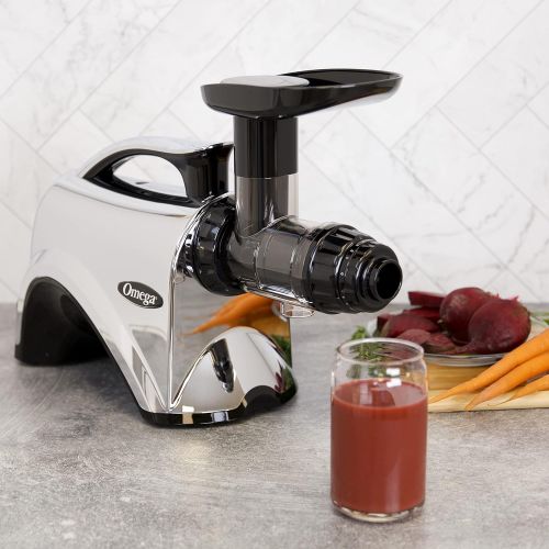 Omega NC900HDC Juicer Extractor and Nutrition Center Creates Fruit Vegetable and Wheatgrass Juice Quiet Motor Slow Masticating Dual-Stage Extraction with Adjustable Settings, 150-W