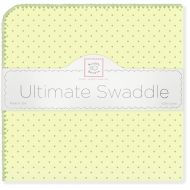 SwaddleDesigns Ultimate Swaddle, X-Large Receiving Blanket, Made in USA Premium Cotton Flannel, Pastel Polka Dots on Kiwi (Moms Choice Award Winner)