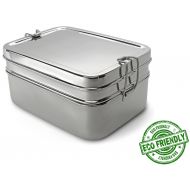 Lifestyle Block Stainless Lunch Box - Steel Eco-Friendly 3 Compartment Lunch Set - Large Adult Size The Only Lunchbox You Will Ever Need!