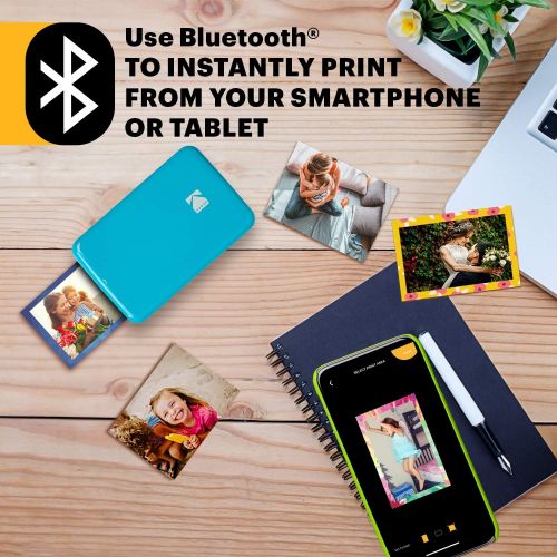  KODAK Step Instant Photo Printer with Bluetooth/NFC, Zink Technology & KODAK App for iOS & Android (Blue) Prints 2x3” Sticky-Back Photos.