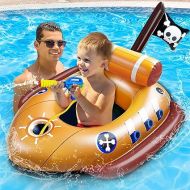 [Water Squirt Guns] Pirate Ship Pool Float for Kids 3-11 Years, Inflatable Battle Swimming Pool Toys Fun Ride-ons Floaties for Boys Girls Summer Outdoor Pool Party Gift Toys Games