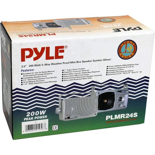  3-Way Waterproof Marine Box Speakers - 3.5 200 Watt Dual Indoor Outdoor Speaker System - Weatherproof/Waterproof Outdoor Speaker - Home, Boat, Pool, Patio Indoor Outdoor Use - Pyle