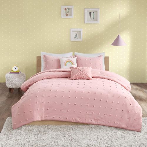  [아마존베스트]Urban Habitat Kids Callie Cotton Jacquard Pom Comforter Set, Twin, Pink