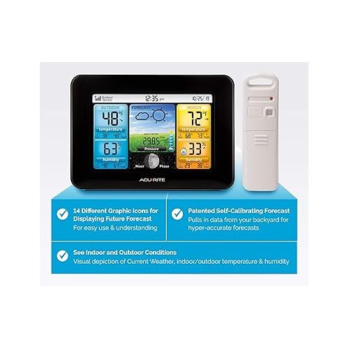  AcuRite Wireless Home Weather Station with Color Display, Indoor Outdoor Thermometer and Temperature Sensor
