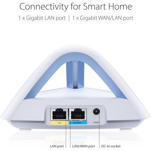 아수스 Asus ASUS Lyra Trio (3 Packs) Home Mesh WiFi System (AC1750) - Compatible with Amazon Alexa, Dual-Band Wireless Mesh Network Routers with Parental Control, Free Lifetime Internet Securi