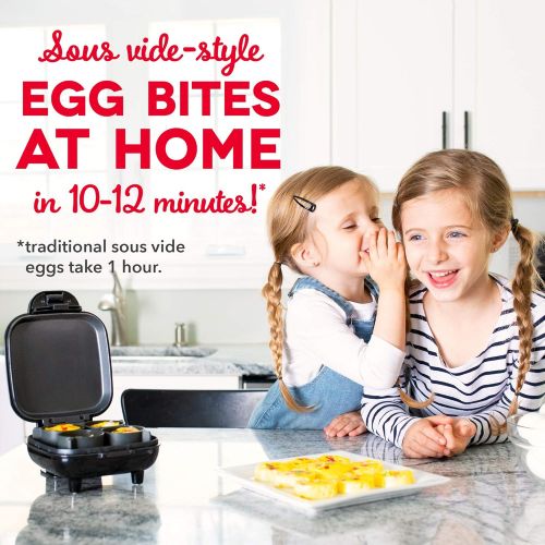  Dash DBBM450GBRD08 Deluxe Sous Vide Style Egg Bite Maker with Silicone Molds for Breakfast Sandwiches, Healthy Snacks or Desserts, Keto & Paleo Friendly, (1 large, 4 mini), Red