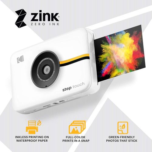  Kodak Step Touch 13MP Digital Camera & Instant Printer with 3.5 LCD Touchscreen Display, 1080p HD Video - Editing Suite, Bluetooth & Zink Zero Ink Technology White