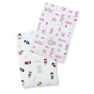 SwaddleDesigns Baby Burpies, Disney Its a Small World - Hello! Children of the World (Set of 2 in Very Berry) (Discontinued by Manufacturer)